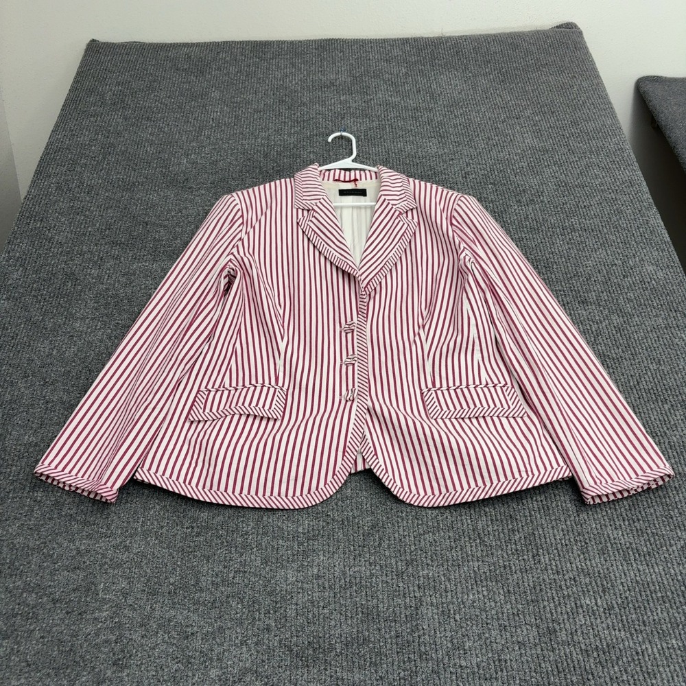 Giorgio Blazer Womens 20 Red White Cotton Blend Striped Three Button Preppy